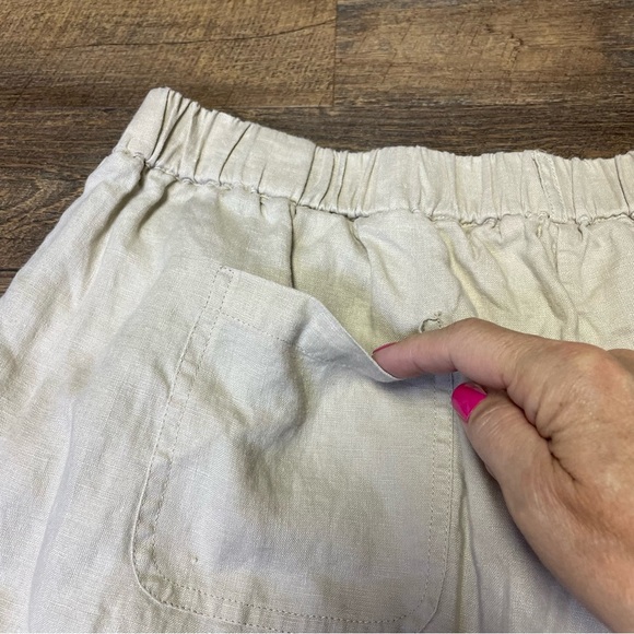 Quince 100% Linen Pants Womens Size XL Beige Pull On Elastic Cropped Tapered - Picture 8 of 11